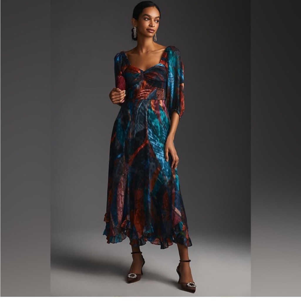 Anthropologie Gorgeous Multi Color Midi Dress